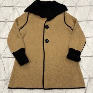 Cozy Warm Women’s Reversible Tan Black Button Cardigan Soft Sz S/m Collard